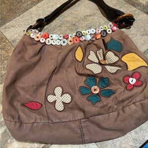 Vtg embellished Fossil Brown Floral Women's Bag